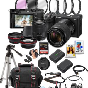 Sony a6700 Mirrorless Camera with 18-135mm Lens + 128GB Pro Speed Memory + Case + Tripod + Software Pack -Proffesional Photo Bundle (Renewed)