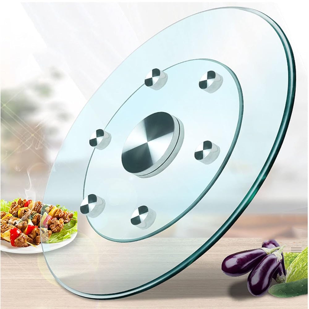 HIMMS Round Glass Lazy Susan Clear Turntable Organizer Large Rotating Serving Tray with Silent Bearing, Smooth 360° Rotation, for Restaurants Dining Tables (Color : E, Size : Ø50cm/20in)