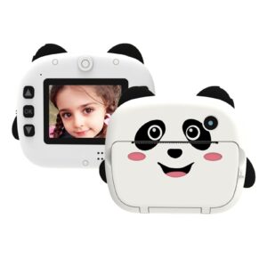 adben portable children instant thermal print camera 2.4 inch screen 1080p digital camera photo selfie 1080p fhd video thermal inkless printing 3 rolls white print paper learning toy birthday gift for