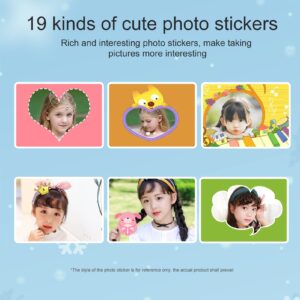 ADBEN Portable Children Instant Thermal Print Camera 2.4 Inch Screen 1080P Digital Camera Photo Selfie 1080P FHD Video Thermal Inkless Printing 3 Rolls White Print Paper Learning Toy Birthday Gift for