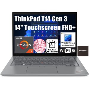 lenovo 2023 thinkpad t14 gen 3 14" touchscreen fhd+ business laptop computer, octa-core amd ryzen 7 pro 6850u (beat i7-1280p), 16gb lpddr5 ram, 1tb pcie ssd, wifi 6e, bt 5.1, windows 11 pro, broag