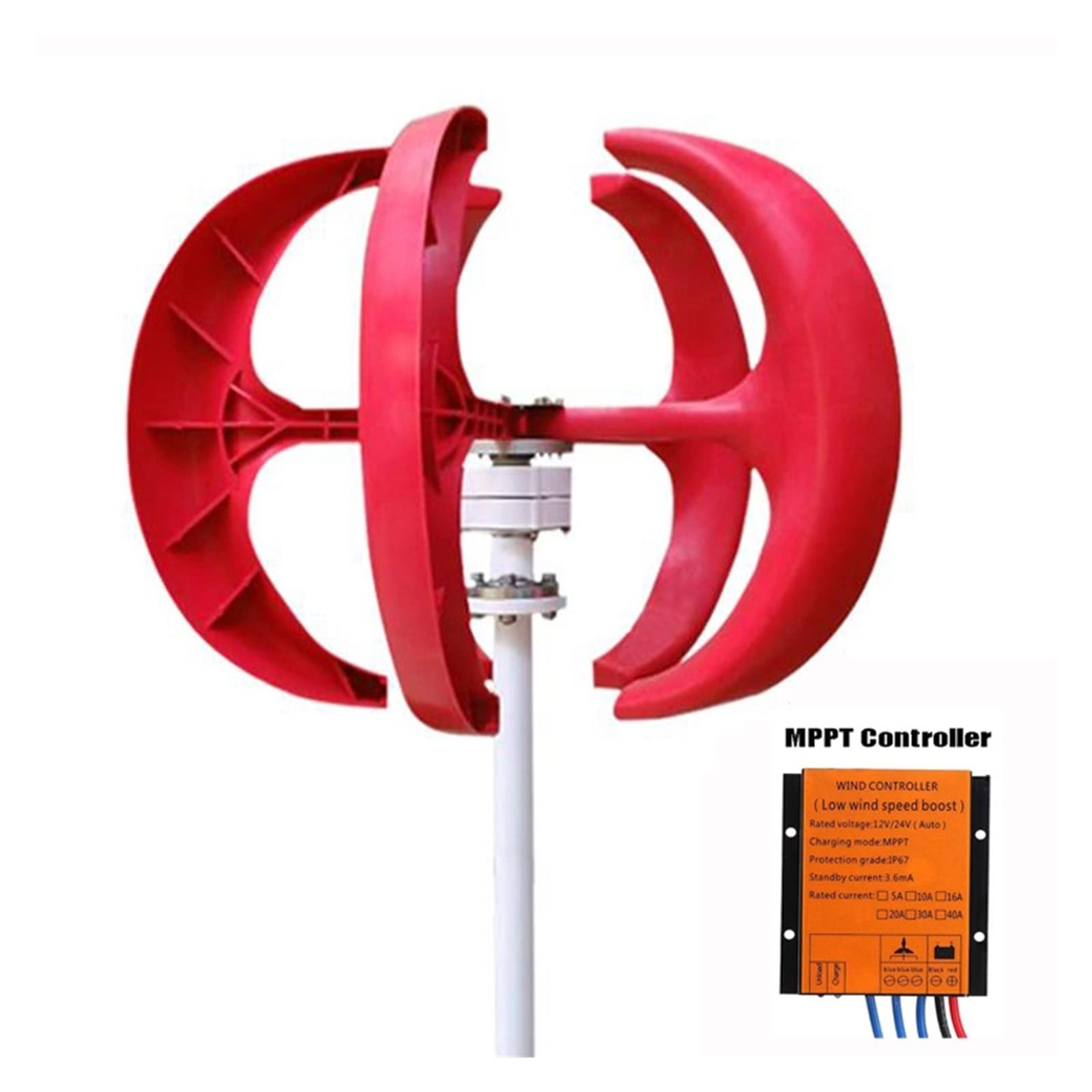 Wind Turbine Generator Home 3000W Vertical Axis Wind Turbine Generator 3KW 12V 24V 48V with MPPT Controller Small Low Noise Windmill for Streetlights With Mppt Controller For Home Use ( Color : White