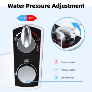 Hibbent Bidet Attachment for Toilet, Hot and Cold Water Spray Non-Electric Dual Nozzle for Frontal & Rear Wash, Adjustable Water Pressure Control, Self Cleaning Water Sprayer, Black/Chrome