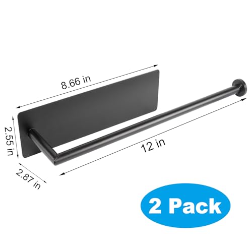 RedCall 2 Pack Magnetic Paper Towel Holder for Fridge,Black Kitchen Towel Holder for Refrigerator/BBQ Grills/Griddles Toolbox/RV,Powerful Magnetic Towel Bar,Kitchen Bathroom Organizers and Storage