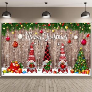 christmas backdrop merry christmas party decoration christmas photo banner signs xmas photography background photo props for winter new year xmas eve family party decoration supplies (gnome)