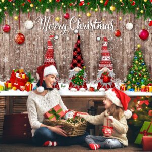 Christmas Backdrop Merry Christmas Party Decoration Christmas Photo Banner Signs Xmas Photography Background Photo Props for Winter New Year Xmas Eve Family Party Decoration Supplies (Gnome)