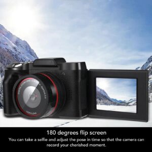 Vlogging Camera, 16MP 1080P Digital Camera, Compact Video Camera with 16X Digital Zoom, 180 Degree Flip Screen for Photography, 1/4in Screw Mount