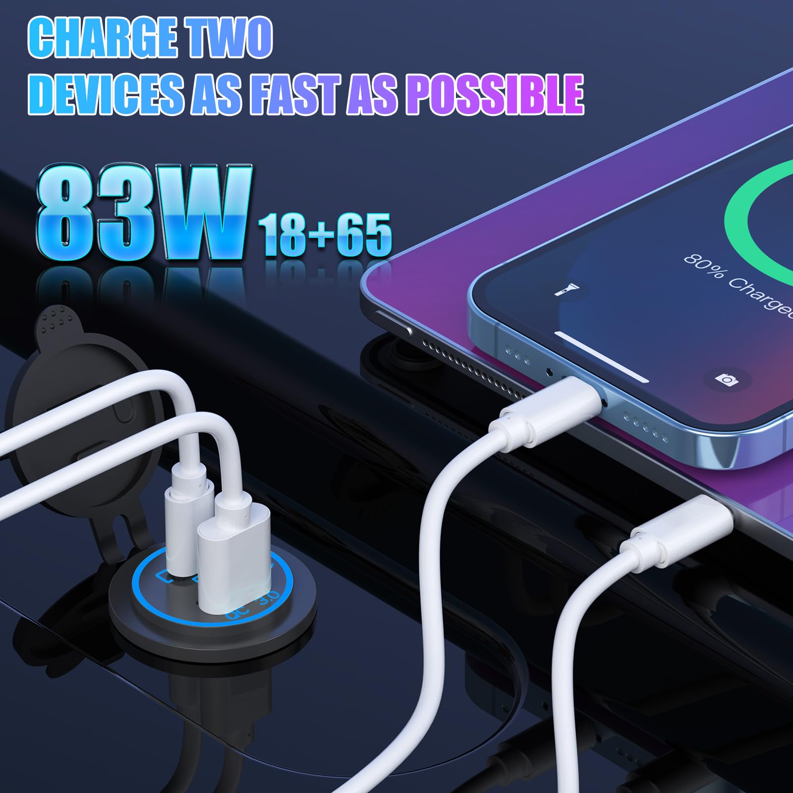 Boostable 12V USB C Outlet 65W PD3.0 Port and 18W Quick Charge 3.0 Car USB Charger Socket for Laptops Tablets Phones, Waterproof 12V/24V Socket with Power Switch for Car Marine Boat Motorcycle RV
