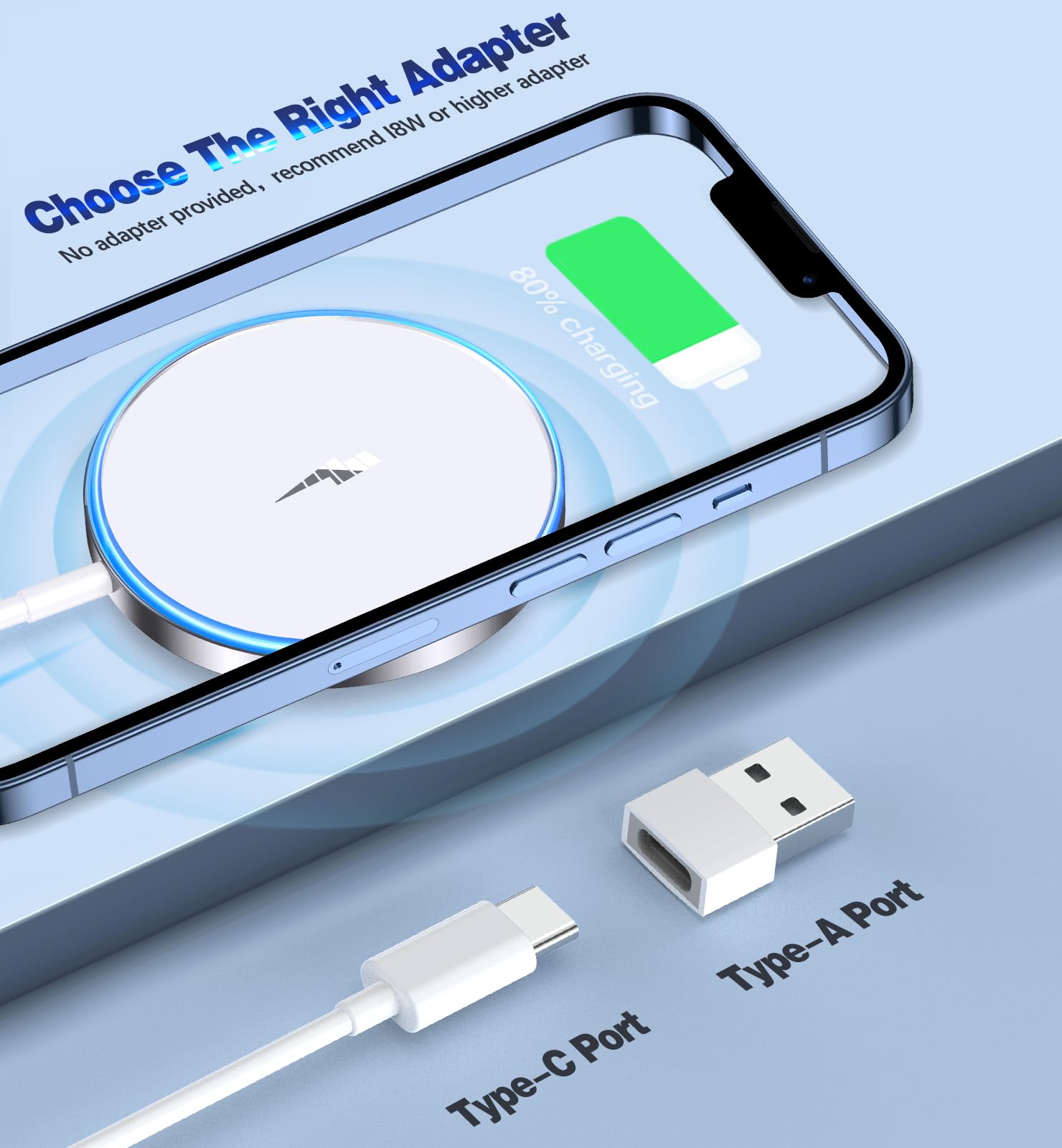 XEITIN Magnetic Wireless Charger 15W Fast Charging Apple MagSafe Charger for iPhone 15/14/13/12 Pro/Max/Plus/Mini and AirPods 3/2/Pro 2/Pro Portable Magnet Charger Pad with Dual Charging Ports