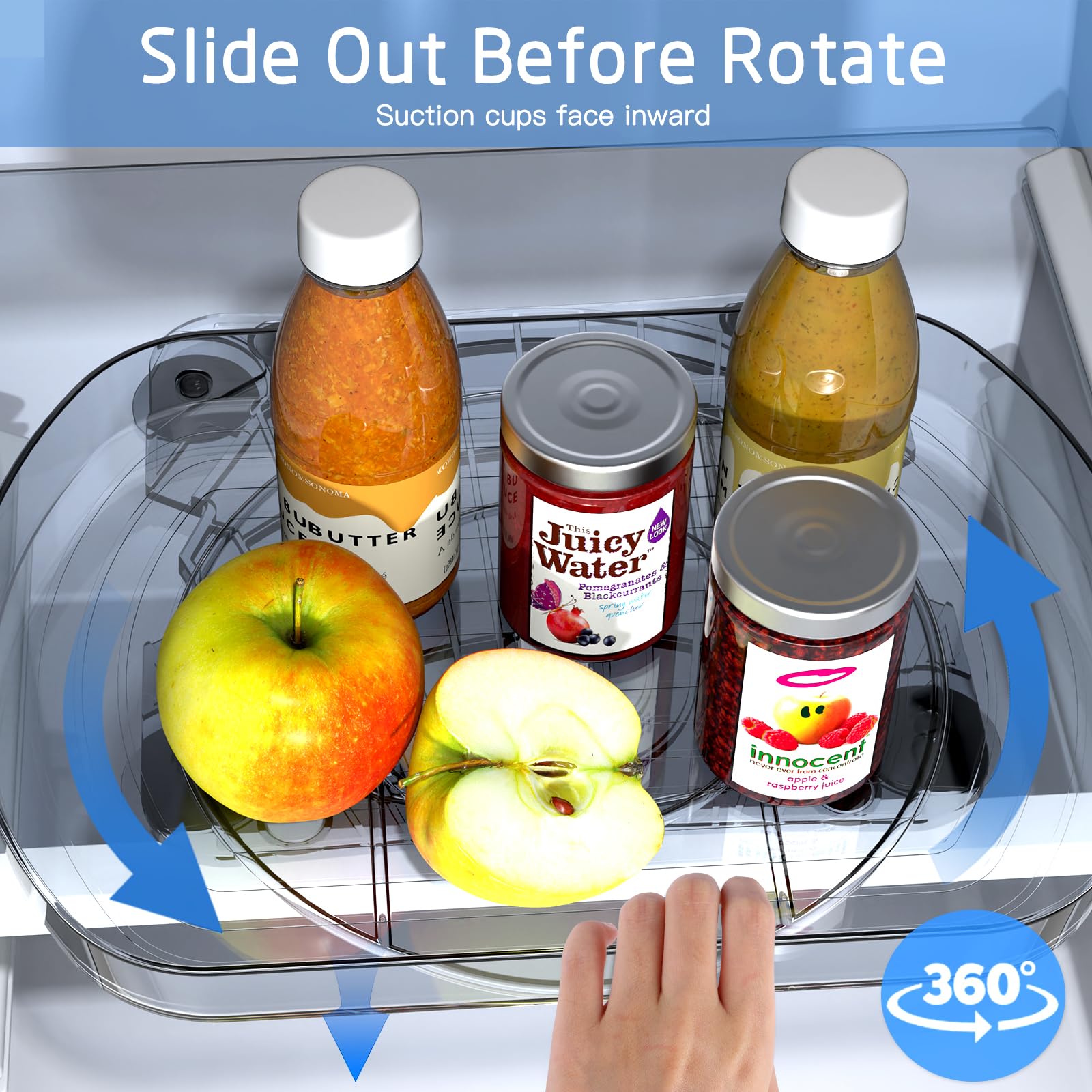 Square Lazy Susan Turntable Organizer for Refrigerator - Upgraded 15.82" Clear Rotating Lazy Susan Organizer Storage for Kitchen Spices Fridge Cabinet Table Pantry Countertop
