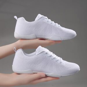 Eliogn Womens Cheer Dance Shoes Girls Cheerleading Dance Shoes Athletic Training Dance Breathable Cheer Competition Sneakers Cheerleading Fashion Sports Shoes Girls Tennis Walking Sneakers White 40