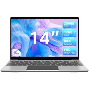 jumper laptop with 12gb lpddr4 256gb ssd, intel quad core celeron cpu, laptops computer, 14” 1080p fhd screen, lap tops with dual speakers, hd webcam, 256gb tf card expansion.