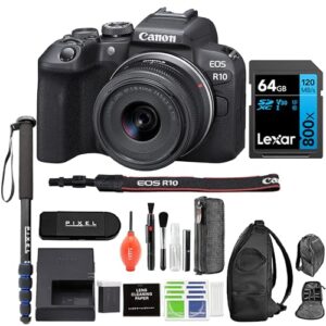 canon eos r10 mirrorless camera with 18-45mm lens with advanced accessory and travel bundle | canon 1-year usa warranty | 5331c009 | canon eos r10 mirrorless camera 18-45mm lens