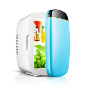 roltin mini fridge mini fridge cooler & warmer 6l capacity, compact, portable and quiet for car home office dorm skincare cosmetics(color:white) (blue)