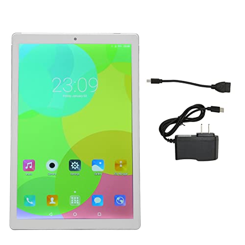 10.1 Inch Kid Tablet PC,Student Reading Tablet for Android10,HD IPS Touchscreen,6GB RAM 128GB ROM 8 Core CPU,5000mah,BT5.0,5G WiFi,Dual SIM Card Slots,Silver. (US Plug)