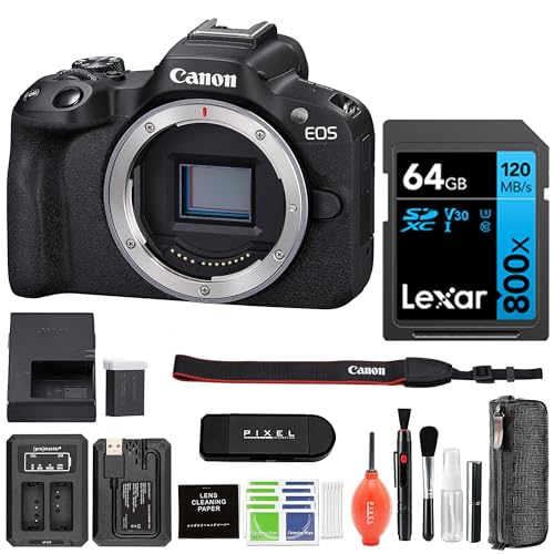 Canon EOS R50 Mirrorless Vlogging Camera (Black) with Advanced Accessory and Travel Bundle | 5811C002 | canon eos r50