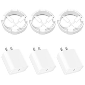 【mfi certified】iphone 15 charger fast charging, assrid 3pack 20w usb-c power type-c wall charger block+6ft usb-c to usb-c charge cable for iphone 15/15 plus/15 pro/15 pro max/ipad pro/air/mini/airpods