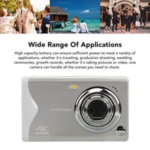 HD Digital Camera, 3.0in LCD, 48MP, 4K Video, 16X Zoom, Anti Shake, Beauty Mode, Portable with Fill Light for Teens Kids Beginners (White)