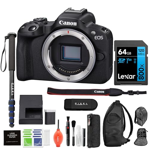 Canon EOS R50 Mirrorless Vlogging Camera (Black) with Advanced Accessory and Travel Bundle | 5811C002 | canon eos r50