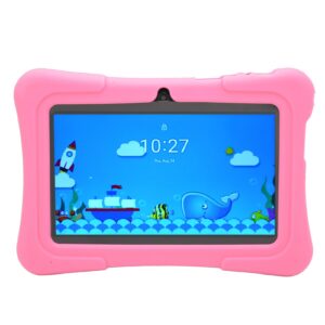 7inch kids tablet for android 10.0, children tablet with 1gb ram and 32 gb rom, support bluetooth, wifi, gms, parental control, dual camera, shockproof kickstand case (us plug)