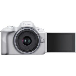 Canon EOS R50 Mirrorless Camera with 18-45MM Lens Kit (White) with Advanced Accessory and Travel Bundle | 5812C012 | canon eos r50