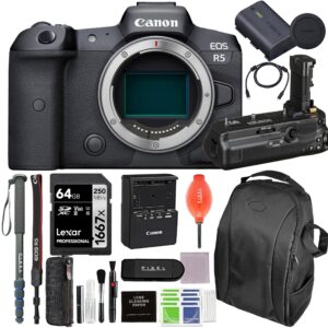 canon eos r5 mirrorless digital camera bundle with bg-r10 battery grip and advanced accessories | (4147c002 + 4365c001) | canon eos r5