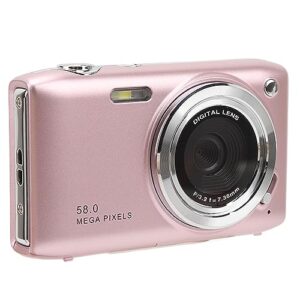 4k digital camera, 58mp 16x zoom auto focus vlogging camera, kids compact camera with 2.88inch hd tft screen, face recognition, timing function, fixed focus macro (pink)