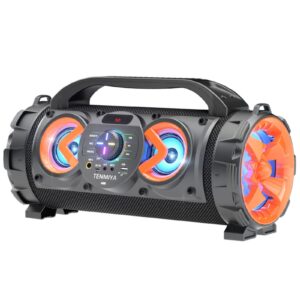 bluetooth speaker, 70w portable wireless bluetooth speakers with subwoofer, colorful lights, microphone, fm radio, outdoor speakers bluetooth wireless loud boom box for party, camping, travel(orange)