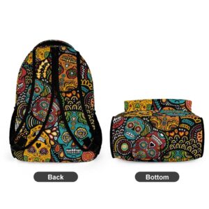 Mexican Sugar Skulls Print Backpack Causal Daypack Lightweight Laptop Backpack for Men Women 12.6 X 5.9 X 16.2 Inch