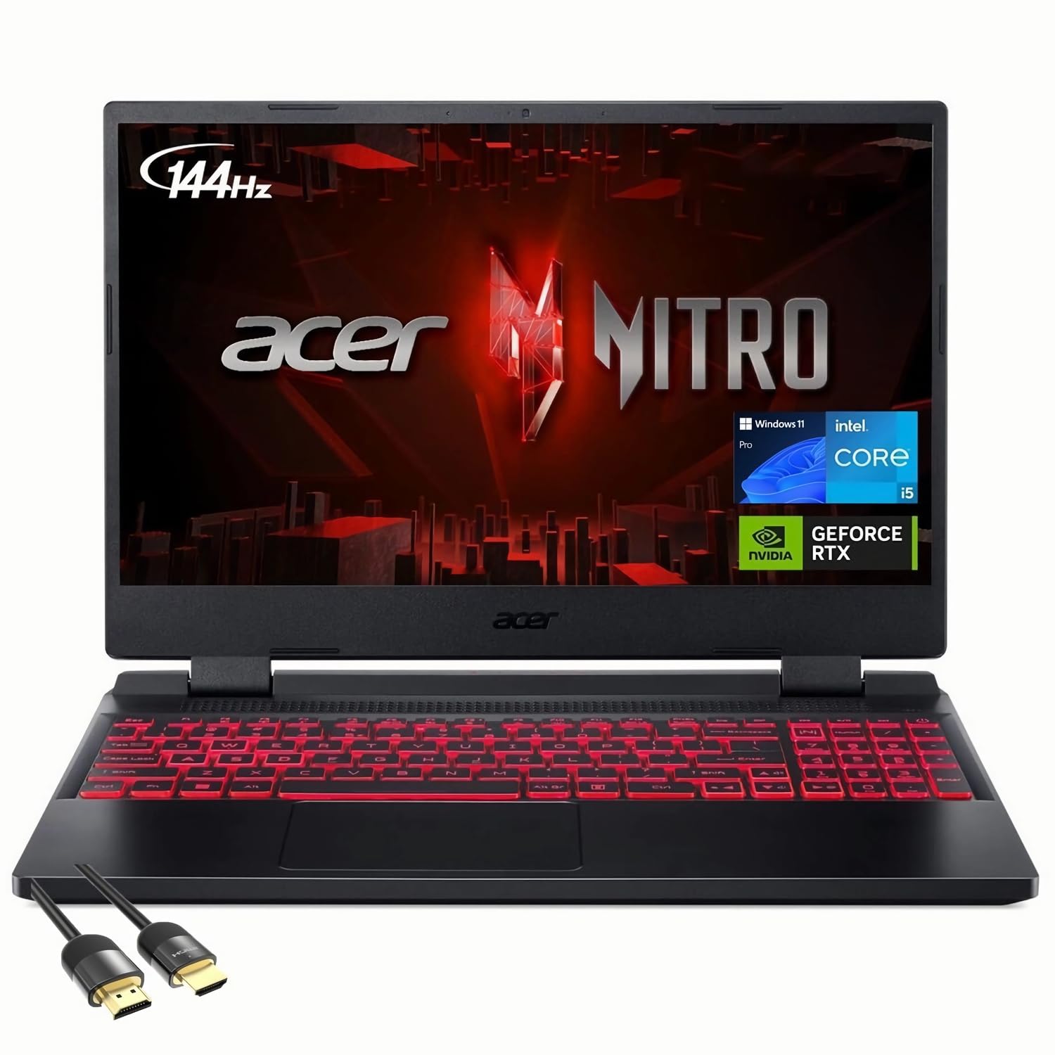 acer Nitro 5 Gaming Laptop, 15.6" FHD IPS 144Hz Display, 12th Gen Intel 12-Core i5-12500H, GeForce RTX 3050, 64GB RAM, 2TB PCIe SSD, Thunderbolt 4, Backlit Keyboard, WiFi6, PDG HDMI Cable, Win 11 Pro