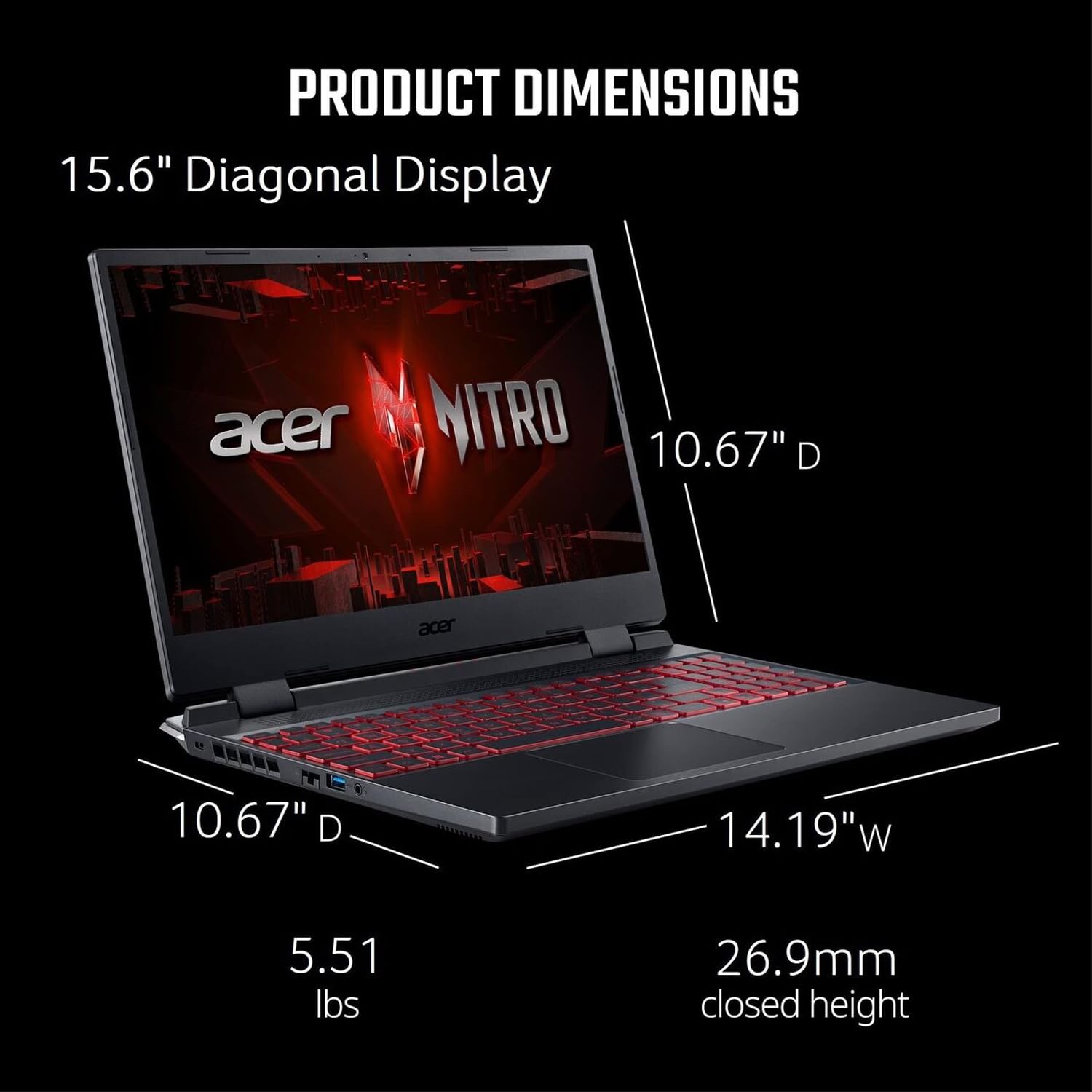 acer Nitro 5 Gaming Laptop, 15.6" FHD IPS 144Hz Display, 12th Gen Intel 12-Core i5-12500H, GeForce RTX 3050, 64GB RAM, 2TB PCIe SSD, Thunderbolt 4, Backlit Keyboard, WiFi6, PDG HDMI Cable, Win 11 Pro