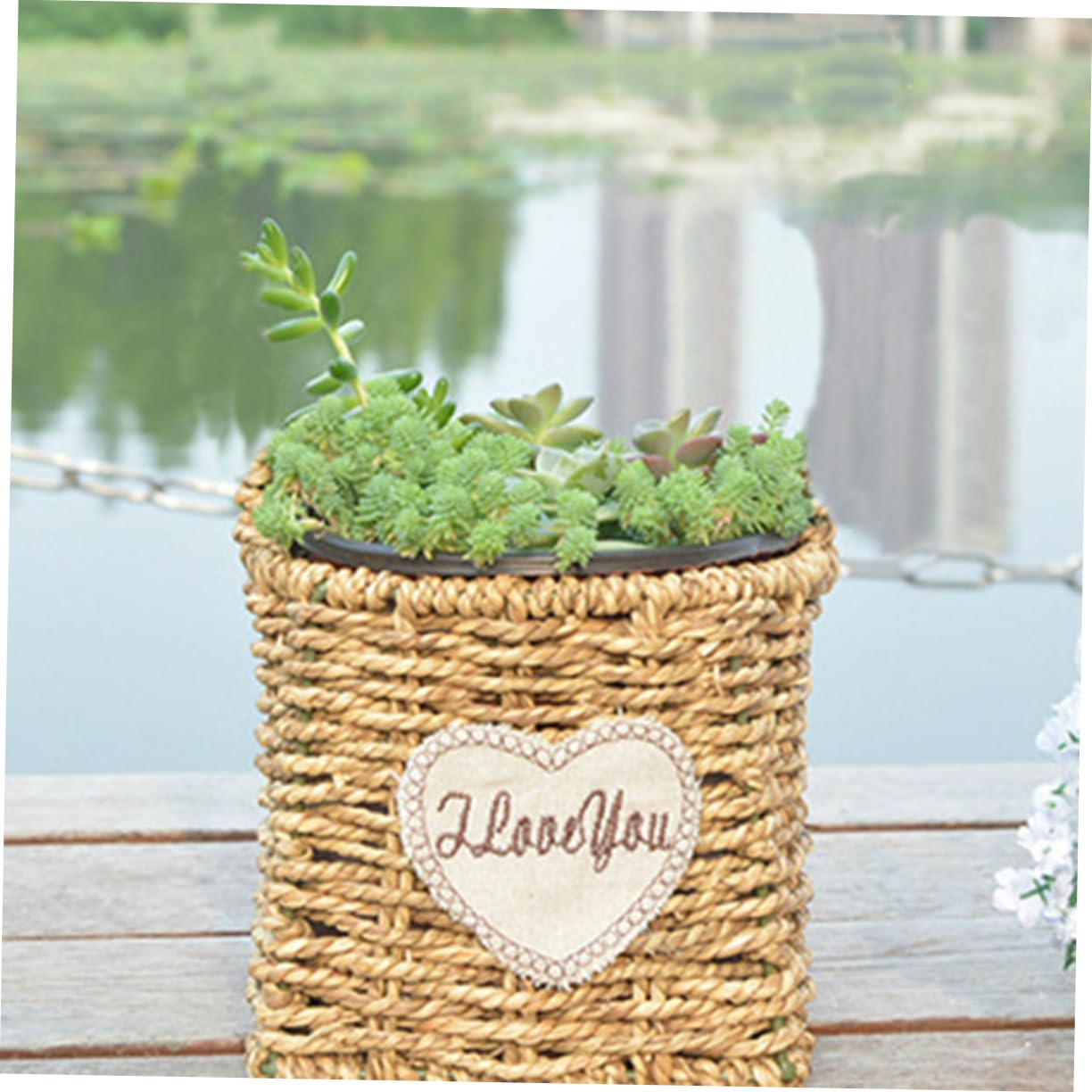 NOLITOY plant pots cover square vases woven flower vase plant pot basket hyacinth planter natural plant pot seagrass flower pot holder hand woven planter storage basket Wooden Straw