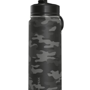 Hydrapeak Mini 20oz Kids Water Bottle with Straw Lid, Stainless Steel Double Wall Insulated Water Bottle for Kids | Leak-Proof and Spill-Proof Kids Water Bottle l Cold for 24 Hrs (Black Camouflage)