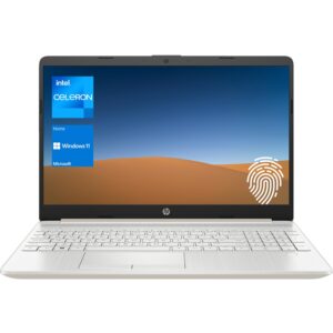 hp essential laptop, 15.6" fhd display, intel 4-core processor, 16gb ddr4 ram, 1tb ssd, webcam, fingerprint reader, sd card reader, rj-45, hdmi, wi-fi, windows 11 pro, gold
