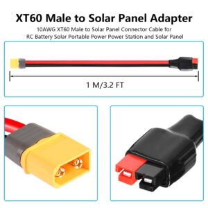 CERRXIAN XT60 Male to Solar Panel Adapter,10AWG XT60 Male to Solar Panel Connector Cable for RC Battery Solar Portable Power Power Station and Solar Panel 3.2FT/1M