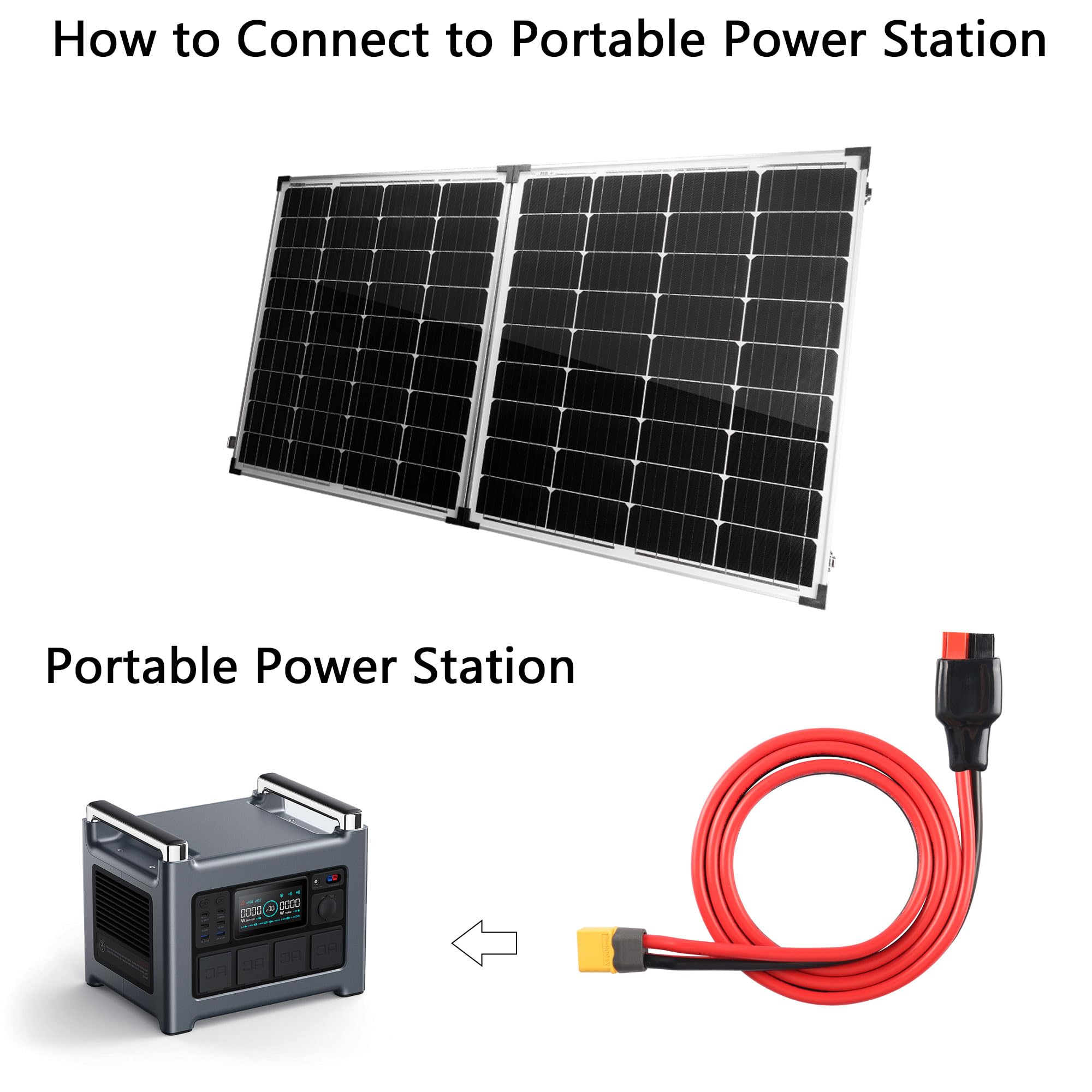 CERRXIAN XT60 Male to Solar Panel Adapter,10AWG XT60 Male to Solar Panel Connector Cable for RC Battery Solar Portable Power Power Station and Solar Panel 3.2FT/1M