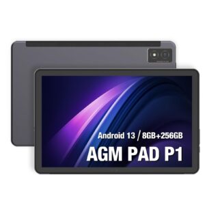 agm pad p1 waterproof android tablet, 10.36-inch rugged tablet, drop-proof/dustproof, 2k display fhd+ ips, android 13, mtk g99 chipset, dual box stereo speakers, 7000mah, 8+256gb, gps, 5g wifi, no sim