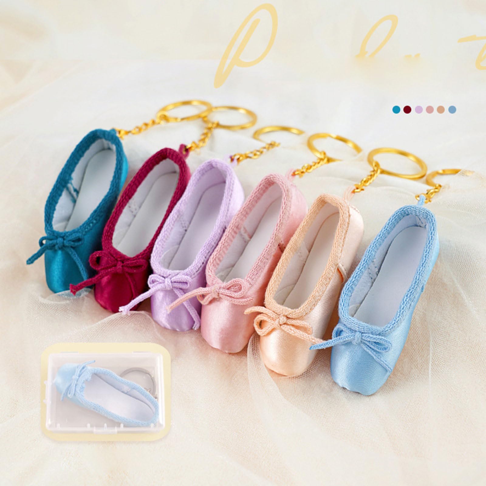 BIBABLYKE Mini Ballet Shoes Keychain Pointe Shoes Keyrings Handmade Pointe Shoe Charm Bag Penddant Gift for Dance Lovers