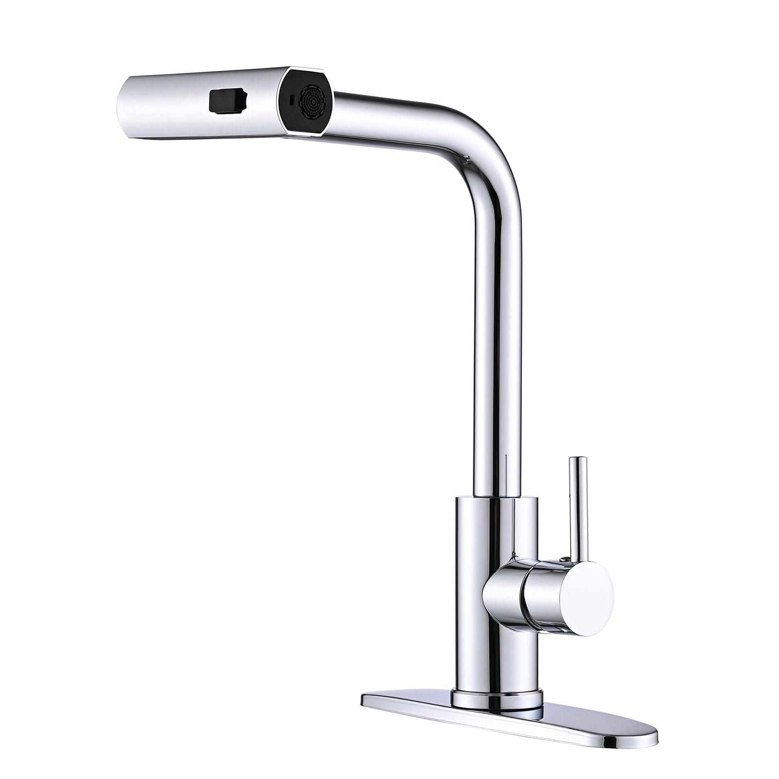 AVSIILE Kitchen Faucet with Pull Down Sprayer, Chrome Waterfall Touch Single Hole Stainless Steel Kitchen Sink Faucets, Commercial Modern Single Handle Faucets for Kitchen Sinks with Pull-down Sprayer