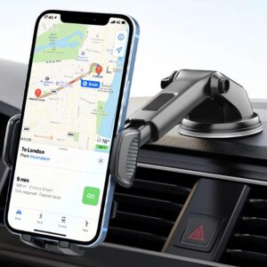 phone dash mount for car, phone holder for car windshield dashboard window, gun mount hands free universal automobile cell phone holder fit for iphone smartphones
