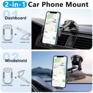 Phone Dash Mount for Car, Phone Holder for Car Windshield Dashboard Window, Gun Mount Hands Free Universal Automobile Cell Phone Holder Fit for iPhone Smartphones