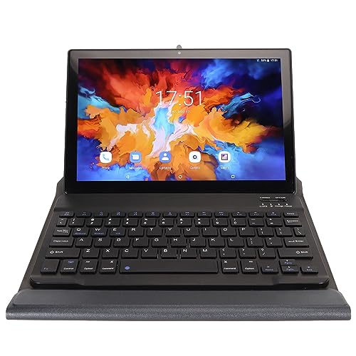 10.1 Inch Android 11 Tablet, 2 in 1 Tablet with Bluetooth Keyboard, Leather Case, 12GB RAM, 256GB ROM, 5G WiFi, 8800mAh Battery, Front 8MP & Rear 20MP Camera (US Plug)