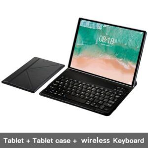 10.1 Inch Android 11 Tablet, 2 in 1 Tablet with Bluetooth Keyboard, Leather Case, 12GB RAM, 256GB ROM, 5G WiFi, 8800mAh Battery, Front 8MP & Rear 20MP Camera (US Plug)