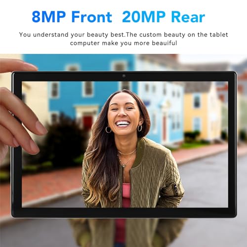 10.1 Inch Android 11 Tablet, 2 in 1 Tablet with Bluetooth Keyboard, Leather Case, 12GB RAM, 256GB ROM, 5G WiFi, 8800mAh Battery, Front 8MP & Rear 20MP Camera (US Plug)
