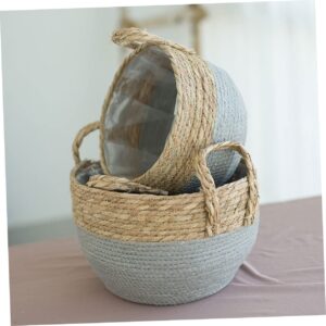 TOYANDONA 2pcs Straw Storage Basket Woven Plant Pot Blanket Basket Rattan Planter Planter Seagrass Plant Basket Round Key Bowl Straw Plant Basket Baskets Snack Child Storage Rack