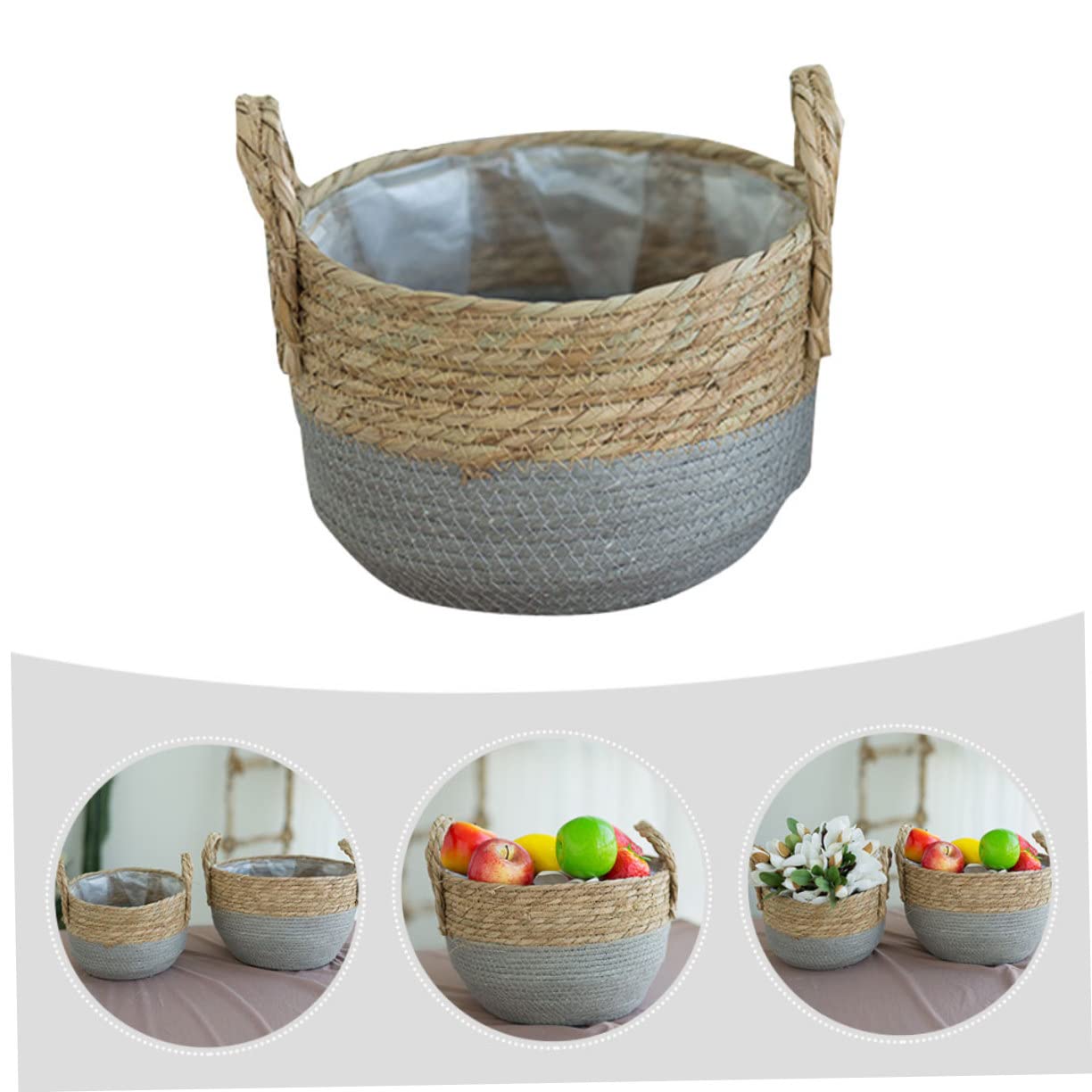 TOYANDONA 2pcs Straw Storage Basket Woven Plant Pot Blanket Basket Rattan Planter Planter Seagrass Plant Basket Round Key Bowl Straw Plant Basket Baskets Snack Child Storage Rack