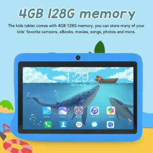 AMONIDA 7 Inch Tablet, 4GB RAM 128GB ROM Blue HD IPS Screen Reading Tablet for Study (Blue)