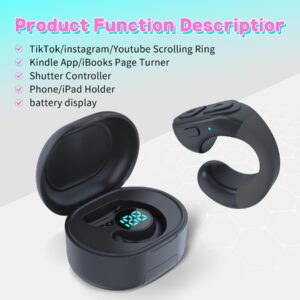 SSOBZELR Tiktok Trending Bluetooth Smart Scrolling Ring Kindle App Remote Page Turner with Cell Phone Stands Wireless Camera Shutter Selfie Button - Compatible with iPhone Ipad Android (Black)