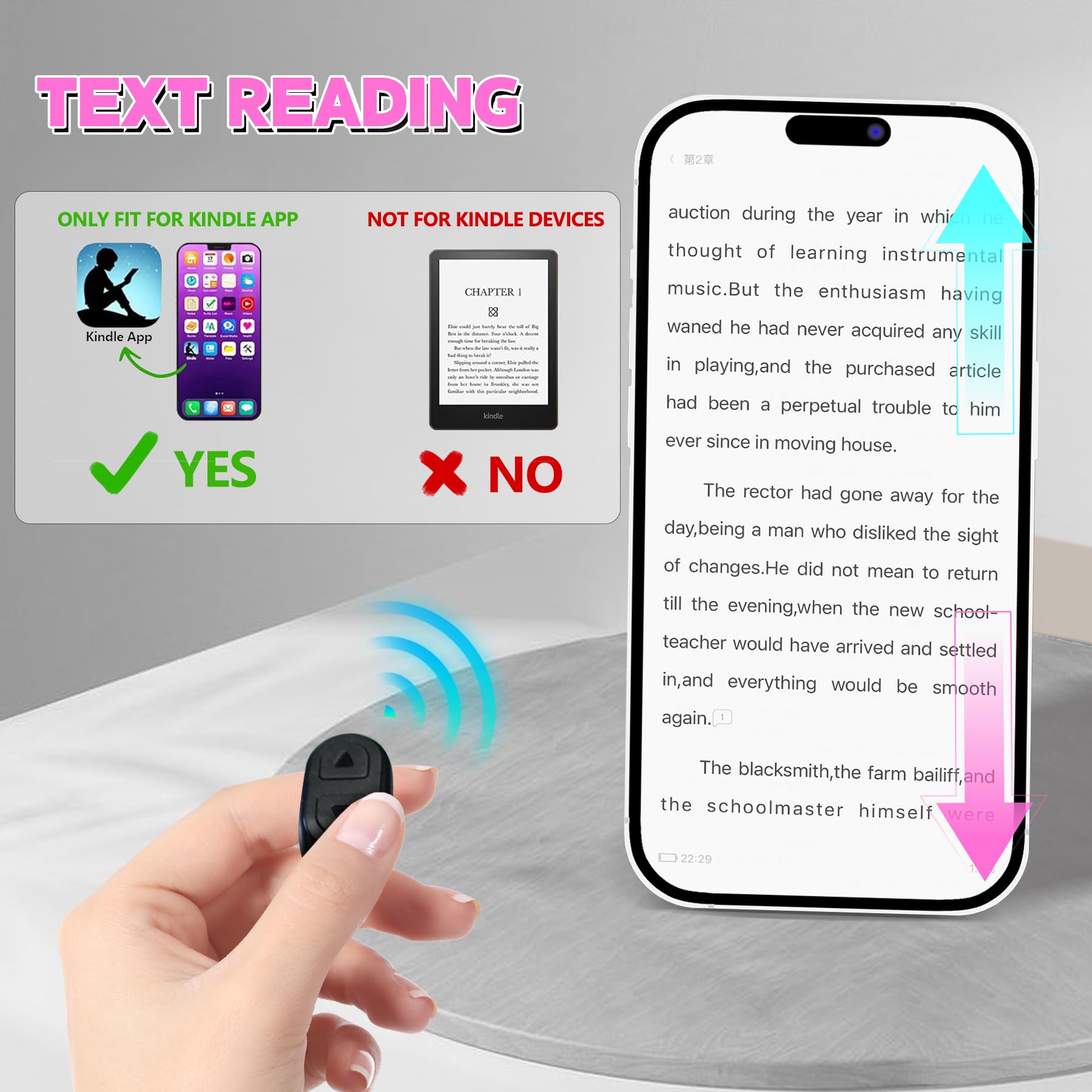 SSOBZELR Tiktok Trending Bluetooth Smart Scrolling Ring Kindle App Remote Page Turner with Cell Phone Stands Wireless Camera Shutter Selfie Button - Compatible with iPhone Ipad Android (Black)