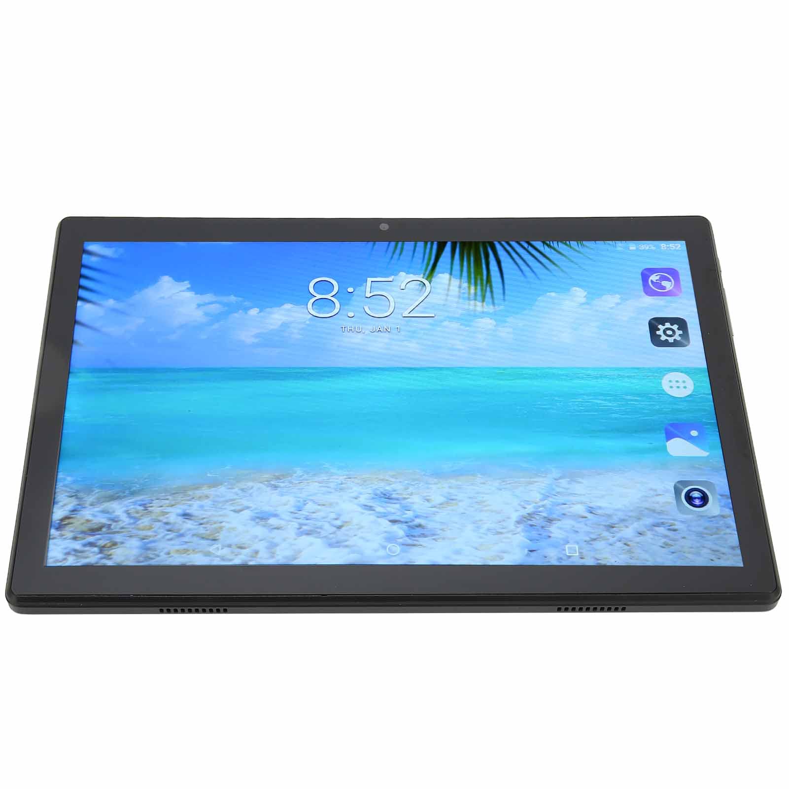 DAUZ 10.1 Inch Portable Tablet, US Plug 100‑240V 6GB RAM 128GB ROM HD Tablet 2.4G 5G WiFi for Android 10 for Work (Black)